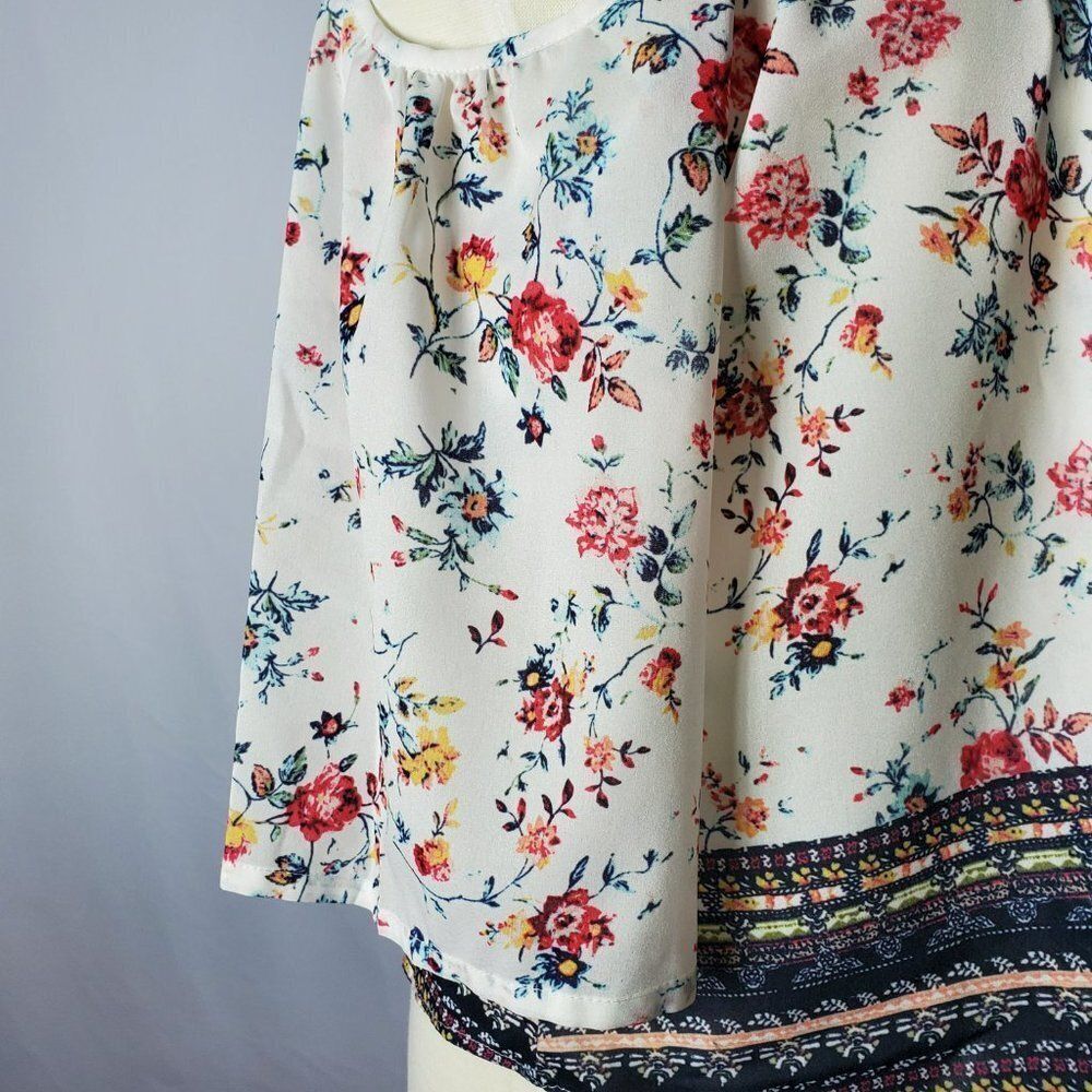 Zyra Halter-Style, Cold Shouldered Floral Top With Sleeves - Picture 6 of 13